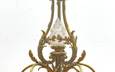 FRENCH BRONZE ROCOCO STYLE CHANDELIER. SIX ARMS, CIRCA