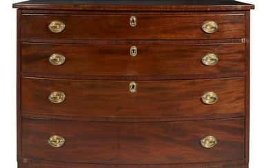 Federal mahogany bow-front chest of drawers, circa 1800