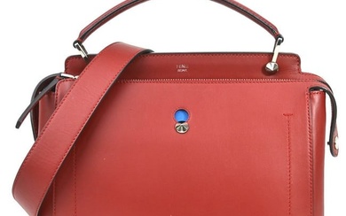 Fendi FENDI handbag shoulder bag dot com leather red silver ladies e55932a