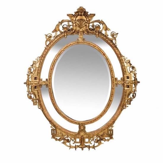 Fine and Large Louis XVI Style Double Framed Mirror