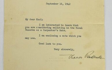 First Lady Eleanor Roosevelt Ink Signed 1942 Letter