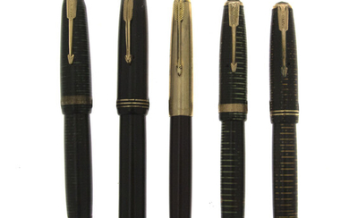 Five Parker Fountain Pens.