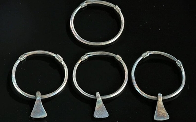 9th C. Viking Silver Temple Rings (set of 4)