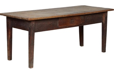 French Provincial Pine Farmhouse Table, 19th c., H.- 30 in., W.- 72 in., D.- 30 in.
