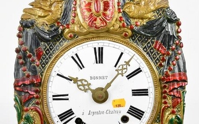 French Repousse Brass Comtoise Wall Clock