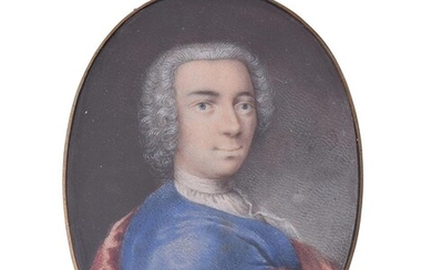 French School (18th century), A gentleman, wearing blue coat