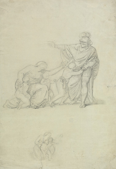 GEORGE ROMNEY (Dalton-in-Furness 1734-1802 Kendal) Three pencil drawings. John Howard Visiting a Lazaretto,...