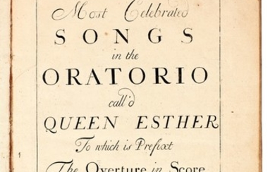 G.F. Handel. First edition of the oratorio "Esther" and three others by Handel and Corelli, 1700-1739