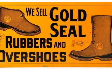 GOLD SEAL GOODYEAR SHOES PAINTED TIN FLANGE SIGN