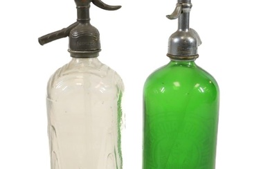 GREEN AND CLEAR SELTZER BOTTLES