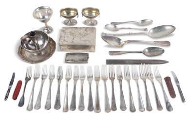 GROUP OF DANISH SILVER FLATWARE AND OTHER TABLE ITEMS, 19TH CENTURY AND LATER
