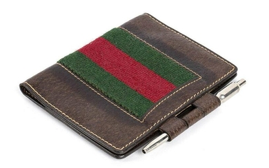 GUCCI LEATHER AND CANVAS NOTEPAD 80s