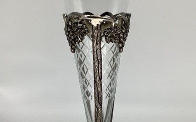 Glass vase in a metal frame. France, early 20th century. Glass without chips, metal frame made by a good craftsman. Heavy.