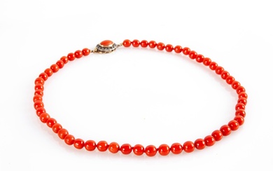 Gold, coral and diamond necklace
