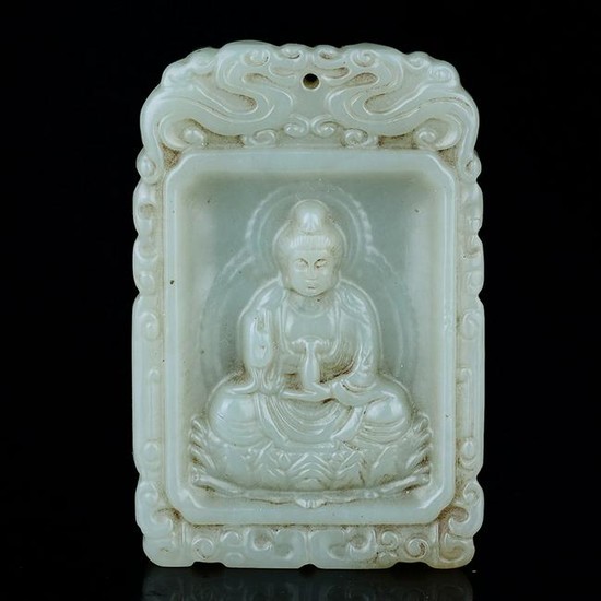 Good Chinese Carved Jade Buddha Plaque