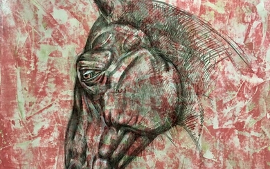 Gosha Ostretsov; Horse, 2021; canvas, acrylic, charcoal; 100 x100 cm