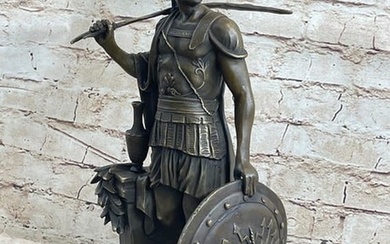 Greek Spartan Warrior Roman Soldier Signed Original Bronze Sculpture