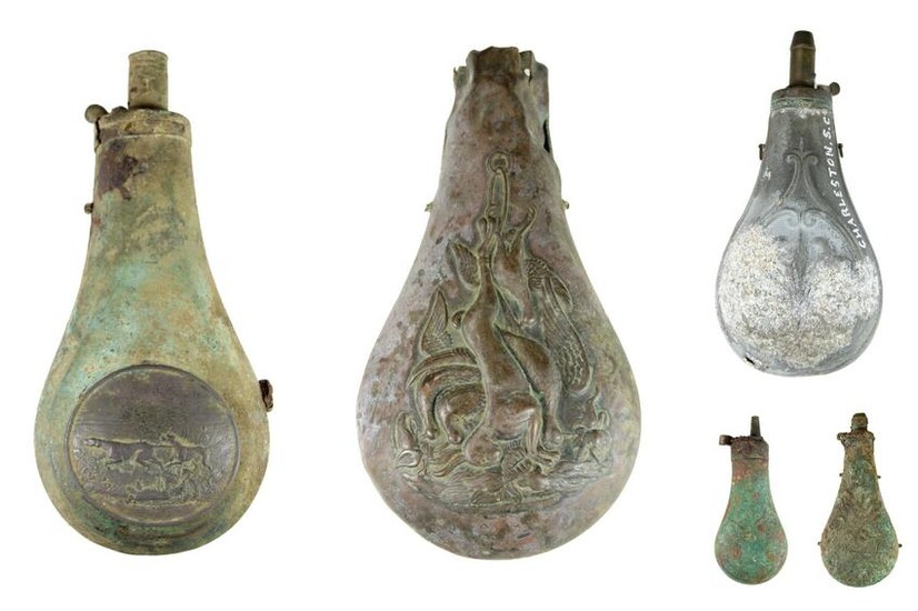 Group (5) of Dug Powder Flasks [19th Century]