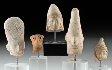 Group of 5 Ancient Pottery Votive Heads
