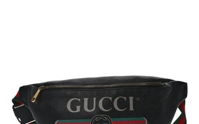 Gucci Grained Calfskin Logo Belt