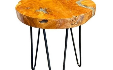Hair Pin Leg Side Table with Live Edge Top