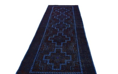 Hand Knotted Vintage Overdyed Persian Hamadan Runner