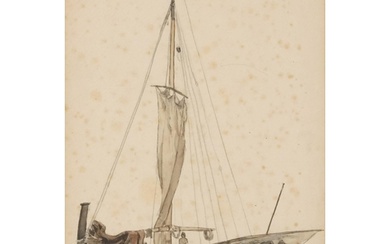 Hans Dahl 1873 - Fishing boat, late 19th century Norwegian s...