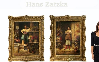 Hans Zatzka Pair of Oil on Canvas Paintings