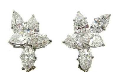 Harry Winston Diamond Platinum Cluster Earrings