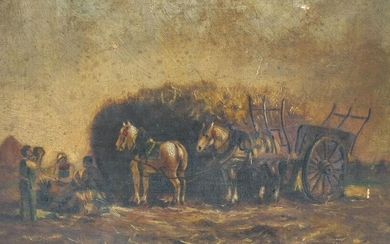 Hay Wagon, Oil on Canvas, Tonalist School