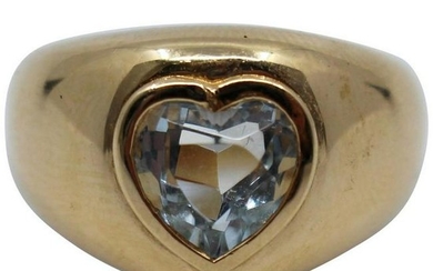 Heart Shaped Aquamarine 14ct Gold Ring