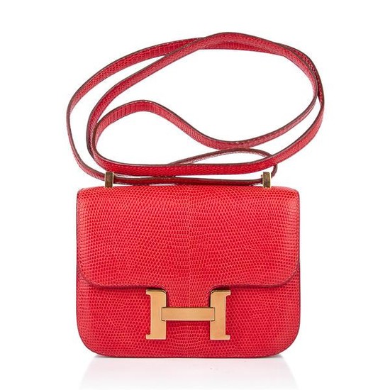 Hermes Micro Constance Bag Rouge Lizard Gold Hardware