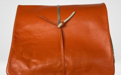 Hermes Orange Leather Scroll Bag/ Pouch