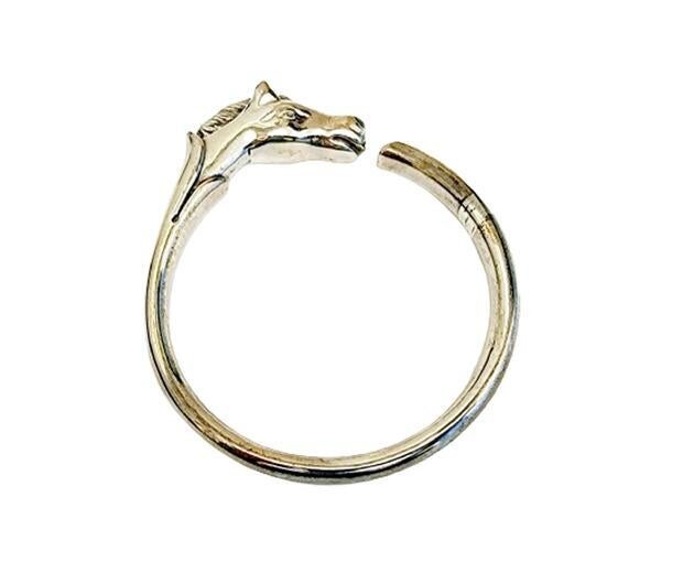 Hermes Sterling Silver Cheval Horse Heavy Bangle