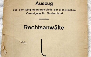 Holocaust. Auszug aus dem Mitgliederverzeichnis der zionistischen Vereinigung fur Deutschland. Rechtsanwaelte, 1920-30’s