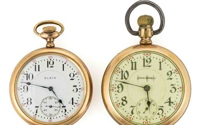ILLINOIS BUNN SPECIAL AND ELGIN VERITAS 21-JEWEL POCKET WATCHES, LOT OF TWO