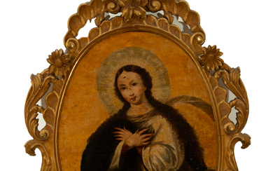 Immaculate in oval, Spanish school, 17th century