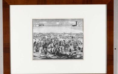 Incisione, XVIII secolo, Battaglia navale tra Svedesi e