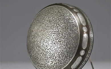 Islamic Art damascened box decorated with 19th century silver inlays