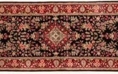 Ispahan Silk And Wool Hand Woven Runner Ca. 1980, W 2.7' L 12.11'