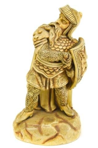 Ivory Tone Porcelain Statue of Viking Warrior