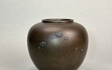 Japanese Mixed Metal Vase with Silver Plum Blossom, Meiji Period