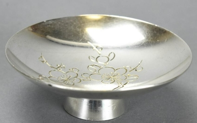 Japanese Pure Silver Chased Design Compote