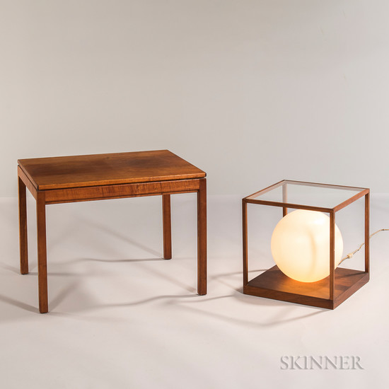 Jens Risom Side Table and an Illuminated Globe Side Table