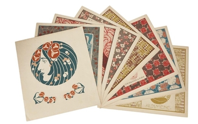 Koloman Moser (1868-1918), Die Quelle: Flachenschmuck; Eight numbered prints, 1901, Colour lithograph on paper, Published by Martin Gerlach, Vienna, Each 24.7cm x 29.5cm Footnote In 1900, Martin Gerlach published a 3-volume portfolio titled 'Die...