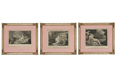 Künstler des 18. Jahrhunderts, nach Werken von François Boucher, DREI GRAFIKEN MIT WEIBLICHEN AKTEN