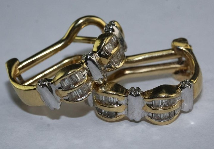 Ladies 14K Two Tone Gold .25 CTTW Diamond Earrings