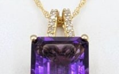 Ladies 14K Yellow Gold Amethyst Necklace