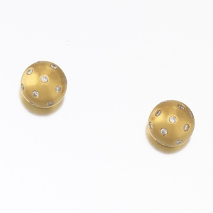 Ladies' Gold and Diamond Pair of Ball Earrings