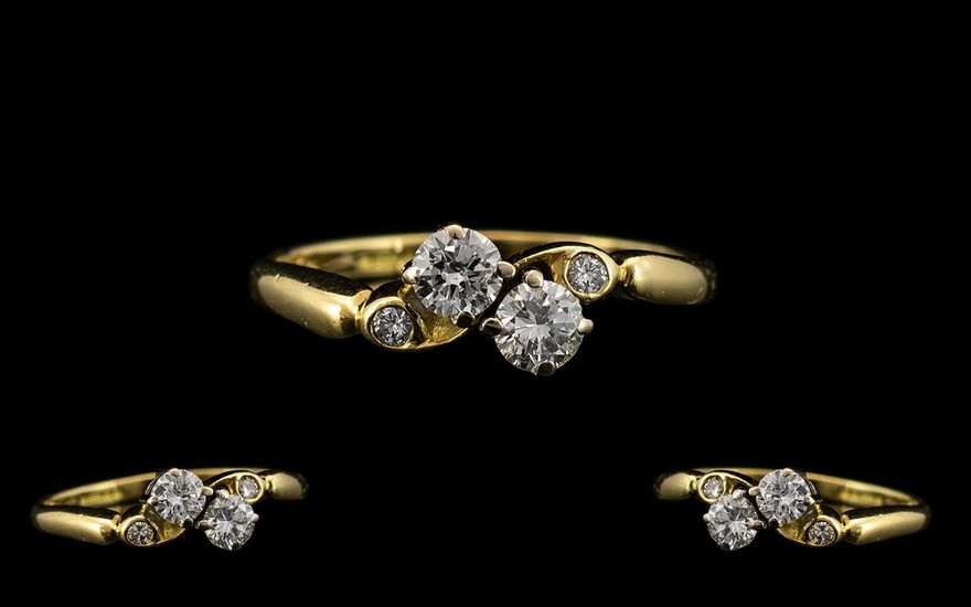 Ladies - Superb Quality and Pleasing 18ct Gold - Two Stone D...